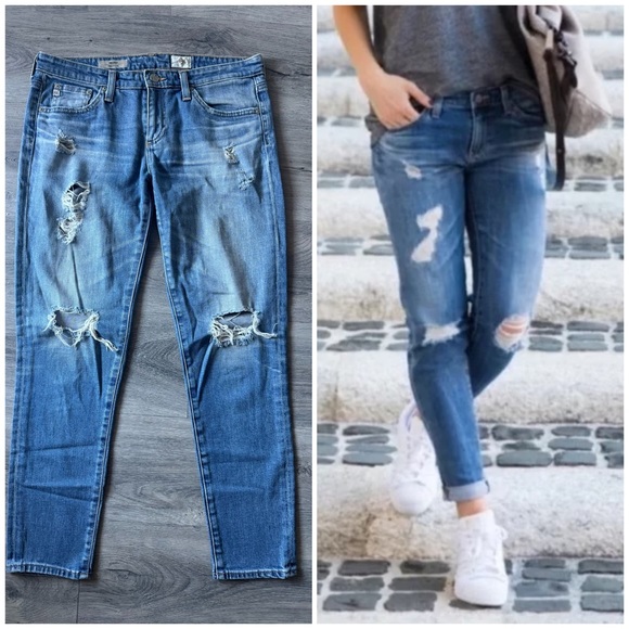 ag the stilt cigarette jean AG The Stilt Distressed Cigarette Jeans